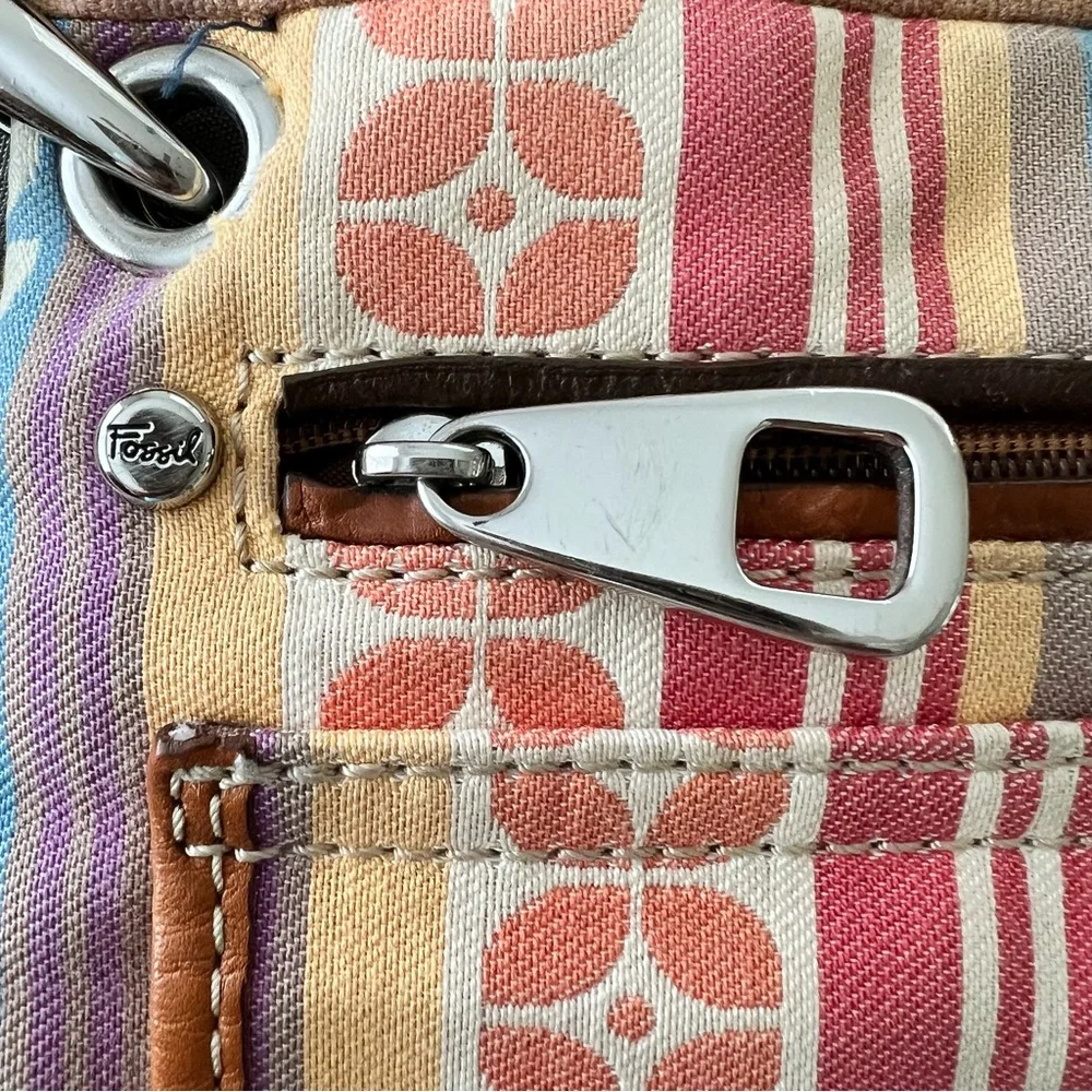 Fossil Multicolor Floral & Striped Crossbody Messenger Bag